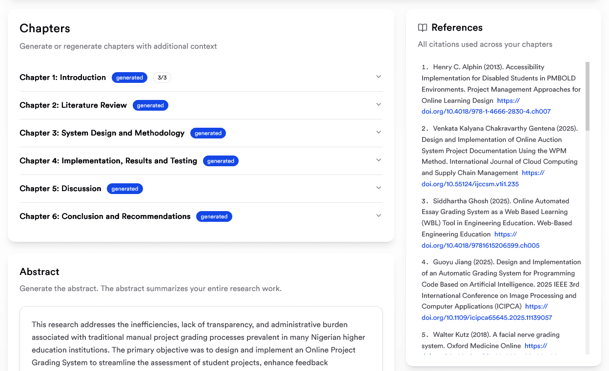 AI Final Year Project Generator for Nigerian students — MonoEd workflow